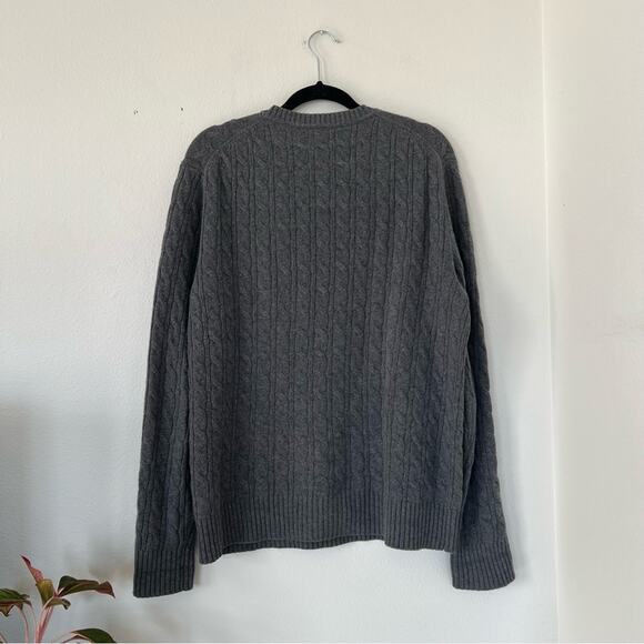 Banana Republic Grey Cable Knit Merino Wool Cashmere Blend Crewneck Sweater - Picture 6 of 7